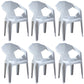 Modern Stacking Dining Side Chairs Slat Back Plastic Dining Arm Chairs White 6 Piece Set Clearhalo ' kitchen&dining_furn' 'Dining Chairs' 'Dining Tables & Seating' 'dining_chair' 'furn' 'furn_dining_chair' 'Furniture' 'furniture_dining_chair' 'Kitchen & Dining Furniture' 'kitchen' 4098705
