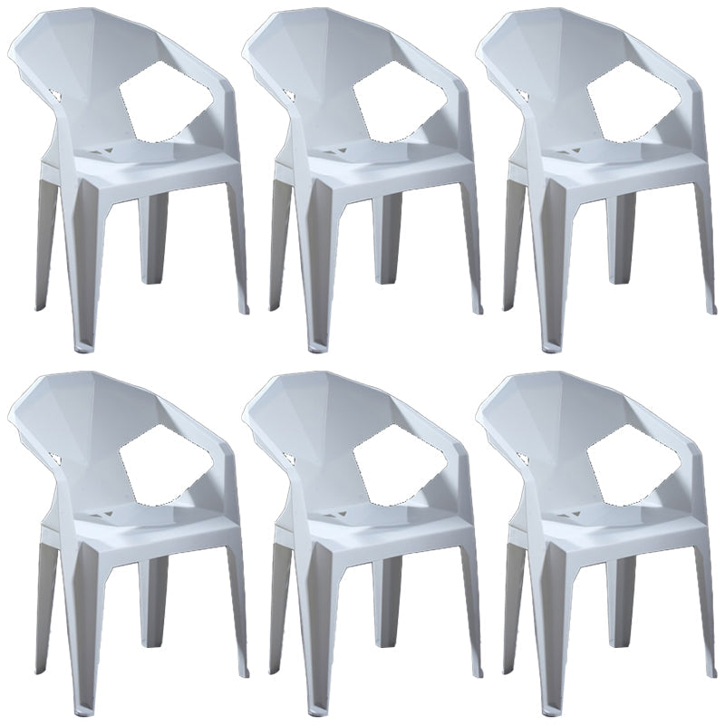 Modern Stacking Dining Side Chairs Slat Back Plastic Dining Arm Chairs White 6 Piece Set Clearhalo ' kitchen&dining_furn' 'Dining Chairs' 'Dining Tables & Seating' 'dining_chair' 'furn' 'furn_dining_chair' 'Furniture' 'furniture_dining_chair' 'Kitchen & Dining Furniture' 'kitchen' 4098705