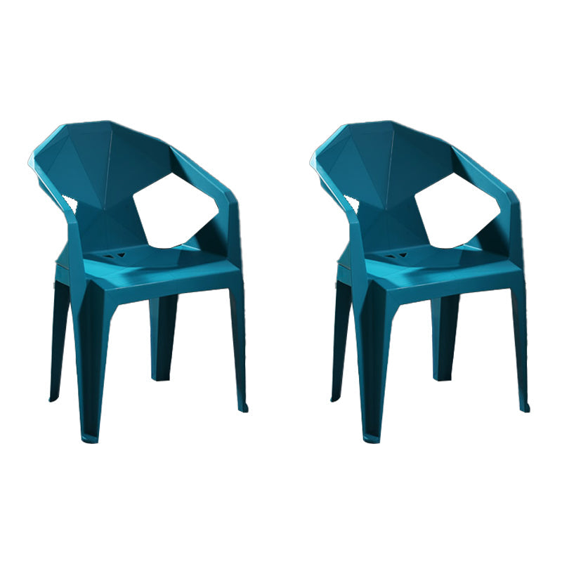 Modern Stacking Dining Side Chairs Slat Back Plastic Dining Arm Chairs Blackish Green 2 Piece Set Clearhalo ' kitchen&dining_furn' 'Dining Chairs' 'Dining Tables & Seating' 'dining_chair' 'furn' 'furn_dining_chair' 'Furniture' 'furniture_dining_chair' 'Kitchen & Dining Furniture' 'kitchen' 4098712