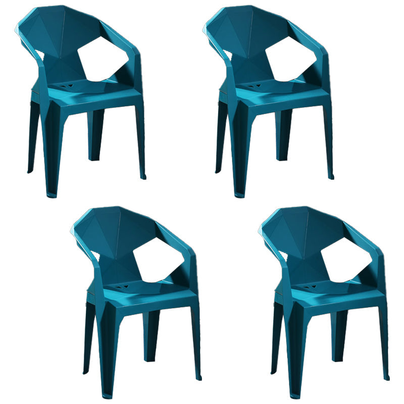 Modern Stacking Dining Side Chairs Slat Back Plastic Dining Arm Chairs Blackish Green 4 Piece Set Clearhalo ' kitchen&dining_furn' 'Dining Chairs' 'Dining Tables & Seating' 'dining_chair' 'furn' 'furn_dining_chair' 'Furniture' 'furniture_dining_chair' 'Kitchen & Dining Furniture' 'kitchen' 4098713