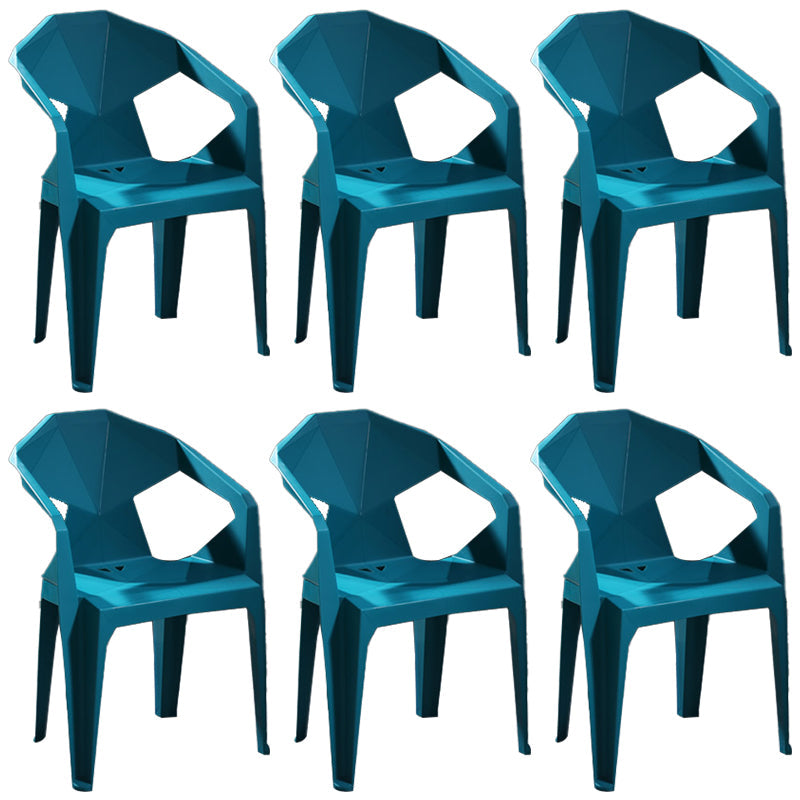 Modern Stacking Dining Side Chairs Slat Back Plastic Dining Arm Chairs Blackish Green 6 Piece Set Clearhalo ' kitchen&dining_furn' 'Dining Chairs' 'Dining Tables & Seating' 'dining_chair' 'furn' 'furn_dining_chair' 'Furniture' 'furniture_dining_chair' 'Kitchen & Dining Furniture' 'kitchen' 4098714