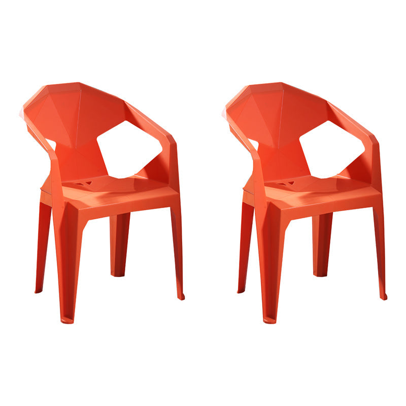 Modern Stacking Dining Side Chairs Slat Back Plastic Dining Arm Chairs Orange 2 Piece Set Clearhalo ' kitchen&dining_furn' 'Dining Chairs' 'Dining Tables & Seating' 'dining_chair' 'furn' 'furn_dining_chair' 'Furniture' 'furniture_dining_chair' 'Kitchen & Dining Furniture' 'kitchen' 4098718
