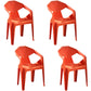 Modern Stacking Dining Side Chairs Slat Back Plastic Dining Arm Chairs Orange 4 Piece Set Clearhalo ' kitchen&dining_furn' 'Dining Chairs' 'Dining Tables & Seating' 'dining_chair' 'furn' 'furn_dining_chair' 'Furniture' 'furniture_dining_chair' 'Kitchen & Dining Furniture' 'kitchen' 4098719