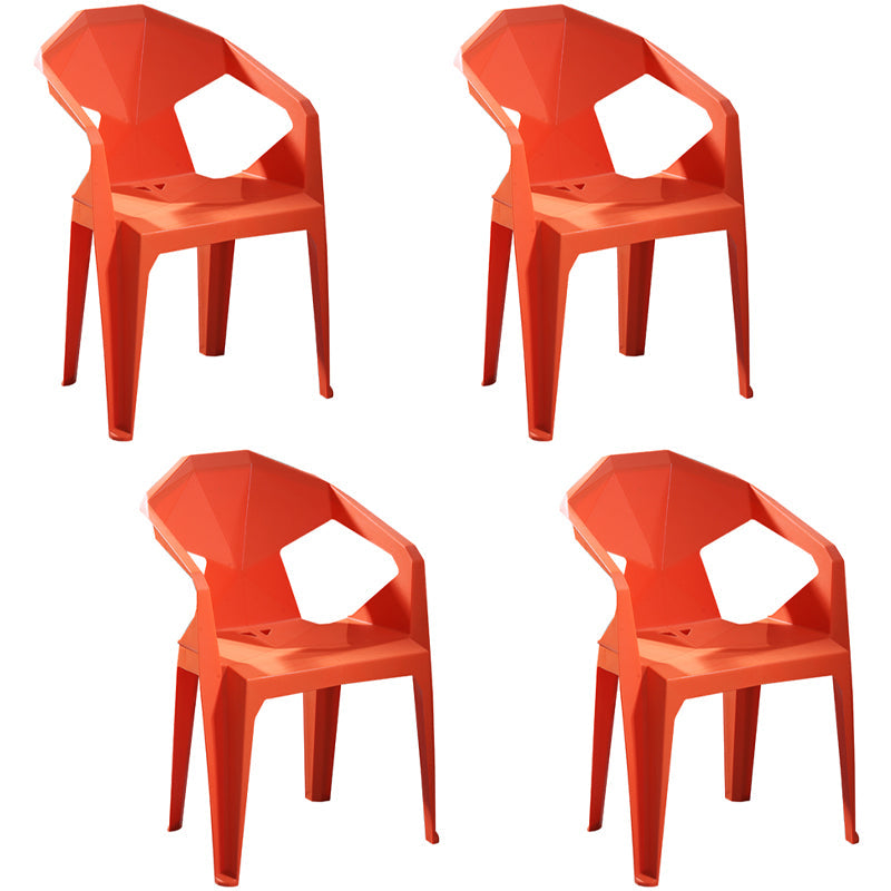 Modern Stacking Dining Side Chairs Slat Back Plastic Dining Arm Chairs Orange 4 Piece Set Clearhalo ' kitchen&dining_furn' 'Dining Chairs' 'Dining Tables & Seating' 'dining_chair' 'furn' 'furn_dining_chair' 'Furniture' 'furniture_dining_chair' 'Kitchen & Dining Furniture' 'kitchen' 4098719