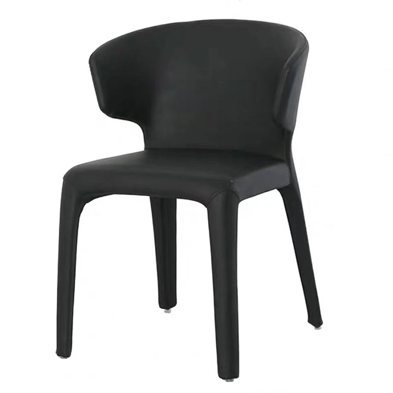 Designer Style Leather Arm Chair Matte Finish Wingback Single Dining Chair Black Clearhalo ' kitchen&dining_furn' 'Dining Chairs' 'Dining Tables & Seating' 'dining_chair' 'furn' 'furn_dining_chair' 'Furniture' 'furniture_dining_chair' 'Kitchen & Dining Furniture' 'kitchen' 4098723