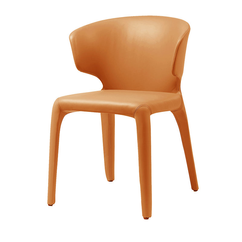 Designer Style Leather Arm Chair Matte Finish Wingback Single Dining Chair Orange Clearhalo ' kitchen&dining_furn' 'Dining Chairs' 'Dining Tables & Seating' 'dining_chair' 'furn' 'furn_dining_chair' 'Furniture' 'furniture_dining_chair' 'Kitchen & Dining Furniture' 'kitchen' 4098724