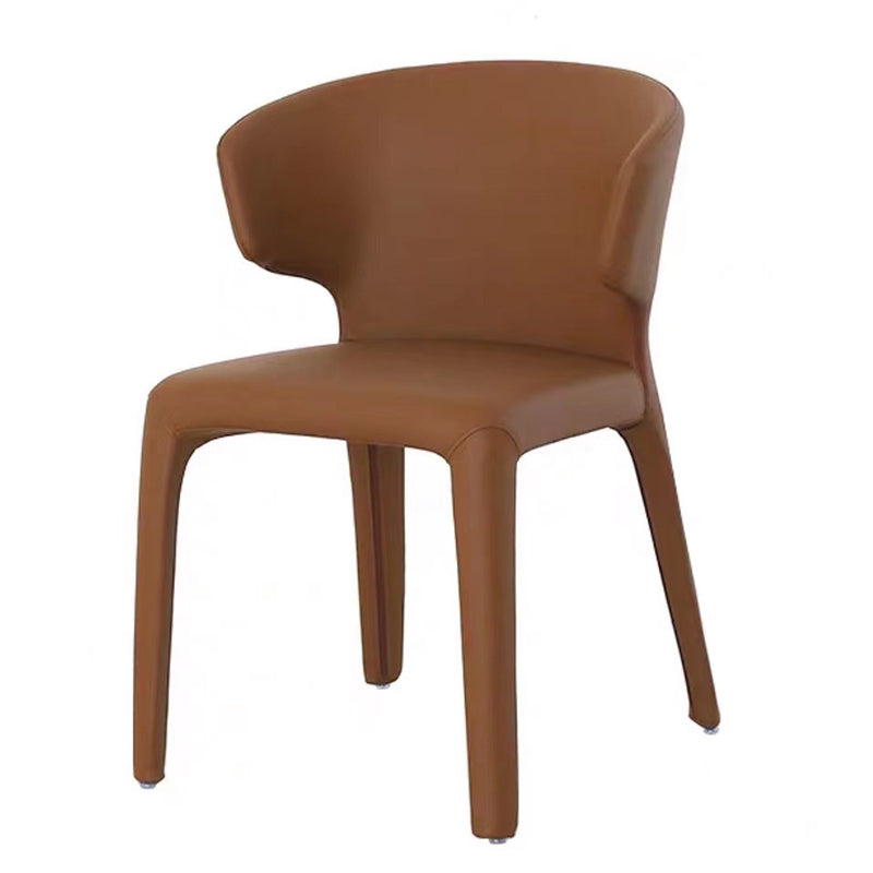 Designer Style Leather Arm Chair Matte Finish Wingback Single Dining Chair Brown Clearhalo ' kitchen&dining_furn' 'Dining Chairs' 'Dining Tables & Seating' 'dining_chair' 'furn' 'furn_dining_chair' 'Furniture' 'furniture_dining_chair' 'Kitchen & Dining Furniture' 'kitchen' 4098726