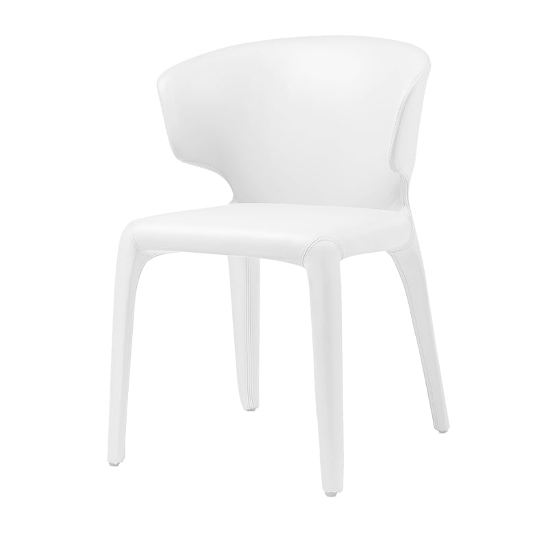 Designer Style Leather Arm Chair Matte Finish Wingback Single Dining Chair White Clearhalo ' kitchen&dining_furn' 'Dining Chairs' 'Dining Tables & Seating' 'dining_chair' 'furn' 'furn_dining_chair' 'Furniture' 'furniture_dining_chair' 'Kitchen & Dining Furniture' 'kitchen' 4098728