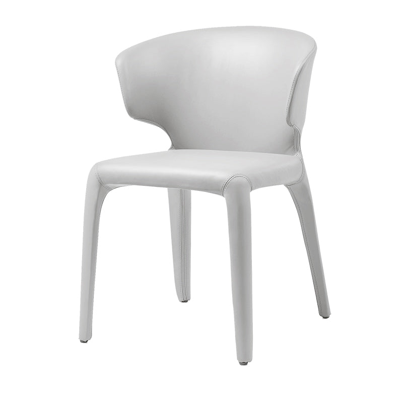Designer Style Leather Arm Chair Matte Finish Wingback Single Dining Chair White-Gray Clearhalo ' kitchen&dining_furn' 'Dining Chairs' 'Dining Tables & Seating' 'dining_chair' 'furn' 'furn_dining_chair' 'Furniture' 'furniture_dining_chair' 'Kitchen & Dining Furniture' 'kitchen' 4098730