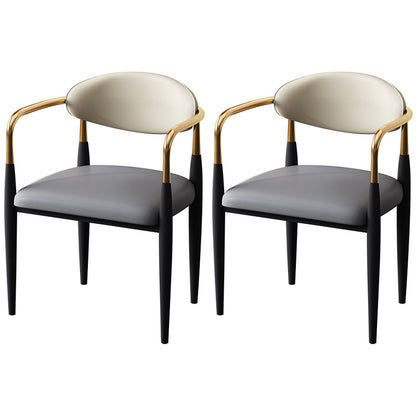 Designer Style Leather Arm Chair Matte Finish Open Back Dining Chair (Set of 2) Grey Clearhalo ' kitchen&dining_furn' 'Dining Chairs' 'Dining Tables & Seating' 'dining_chair' 'furn' 'furn_dining_chair' 'Furniture' 'furniture_dining_chair' 'Kitchen & Dining Furniture' 'kitchen' 4098738