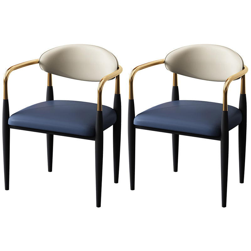 Designer Style Leather Arm Chair Matte Finish Open Back Dining Chair (Set of 2) Blue Clearhalo ' kitchen&dining_furn' 'Dining Chairs' 'Dining Tables & Seating' 'dining_chair' 'furn' 'furn_dining_chair' 'Furniture' 'furniture_dining_chair' 'Kitchen & Dining Furniture' 'kitchen' 4098746