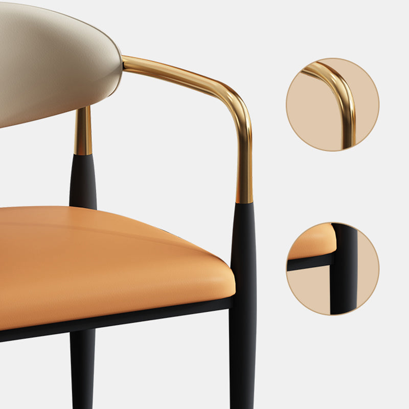 Designer Style Leather Arm Chair Matte Finish Open Back Dining Chair (Set of 2) Clearhalo ' kitchen&dining_furn' 'Dining Chairs' 'Dining Tables & Seating' 'dining_chair' 'furn' 'furn_dining_chair' 'Furniture' 'furniture_dining_chair' 'Kitchen & Dining Furniture' 'kitchen' 4098749