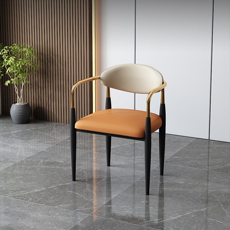 Designer Style Leather Arm Chair Matte Finish Open Back Dining Chair (Set of 2) Clearhalo ' kitchen&dining_furn' 'Dining Chairs' 'Dining Tables & Seating' 'dining_chair' 'furn' 'furn_dining_chair' 'Furniture' 'furniture_dining_chair' 'Kitchen & Dining Furniture' 'kitchen' 4098750