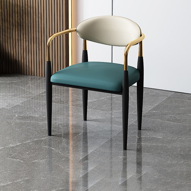 Designer Style Leather Arm Chair Matte Finish Open Back Dining Chair (Set of 2) Clearhalo ' kitchen&dining_furn' 'Dining Chairs' 'Dining Tables & Seating' 'dining_chair' 'furn' 'furn_dining_chair' 'Furniture' 'furniture_dining_chair' 'Kitchen & Dining Furniture' 'kitchen' 4098751