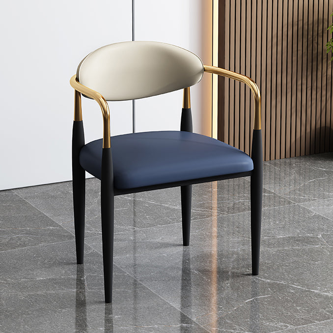 Designer Style Leather Arm Chair Matte Finish Open Back Dining Chair (Set of 2) Clearhalo ' kitchen&dining_furn' 'Dining Chairs' 'Dining Tables & Seating' 'dining_chair' 'furn' 'furn_dining_chair' 'Furniture' 'furniture_dining_chair' 'Kitchen & Dining Furniture' 'kitchen' 4098752