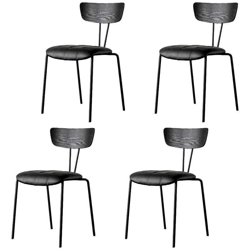 Industrial Upholstered Side Chair Open Back Matte Finish Dining Chair (Set of 4) Textured Black Clearhalo ' kitchen&dining_furn' 'Dining Chairs' 'Dining Tables & Seating' 'dining_chair' 'furn' 'furn_dining_chair' 'Furniture' 'furniture_dining_chair' 'Kitchen & Dining Furniture' 'kitchen' 4098759