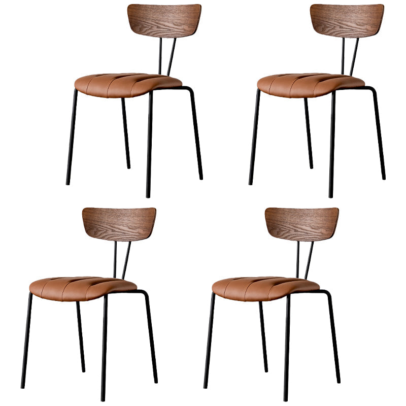 Industrial Upholstered Side Chair Open Back Matte Finish Dining Chair (Set of 4) Light Brown Clearhalo ' kitchen&dining_furn' 'Dining Chairs' 'Dining Tables & Seating' 'dining_chair' 'furn' 'furn_dining_chair' 'Furniture' 'furniture_dining_chair' 'Kitchen & Dining Furniture' 'kitchen' 4098760