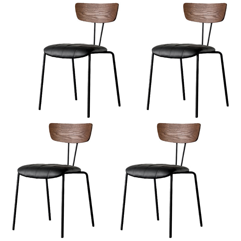 Industrial Upholstered Side Chair Open Back Matte Finish Dining Chair (Set of 4) Brown-Black Clearhalo ' kitchen&dining_furn' 'Dining Chairs' 'Dining Tables & Seating' 'dining_chair' 'furn' 'furn_dining_chair' 'Furniture' 'furniture_dining_chair' 'Kitchen & Dining Furniture' 'kitchen' 4098772