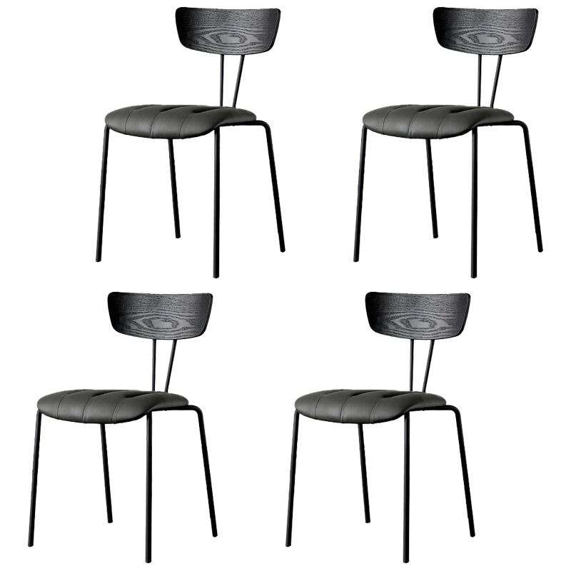 Industrial Upholstered Side Chair Open Back Matte Finish Dining Chair (Set of 4) Black-Gray Clearhalo ' kitchen&dining_furn' 'Dining Chairs' 'Dining Tables & Seating' 'dining_chair' 'furn' 'furn_dining_chair' 'Furniture' 'furniture_dining_chair' 'Kitchen & Dining Furniture' 'kitchen' 4098776