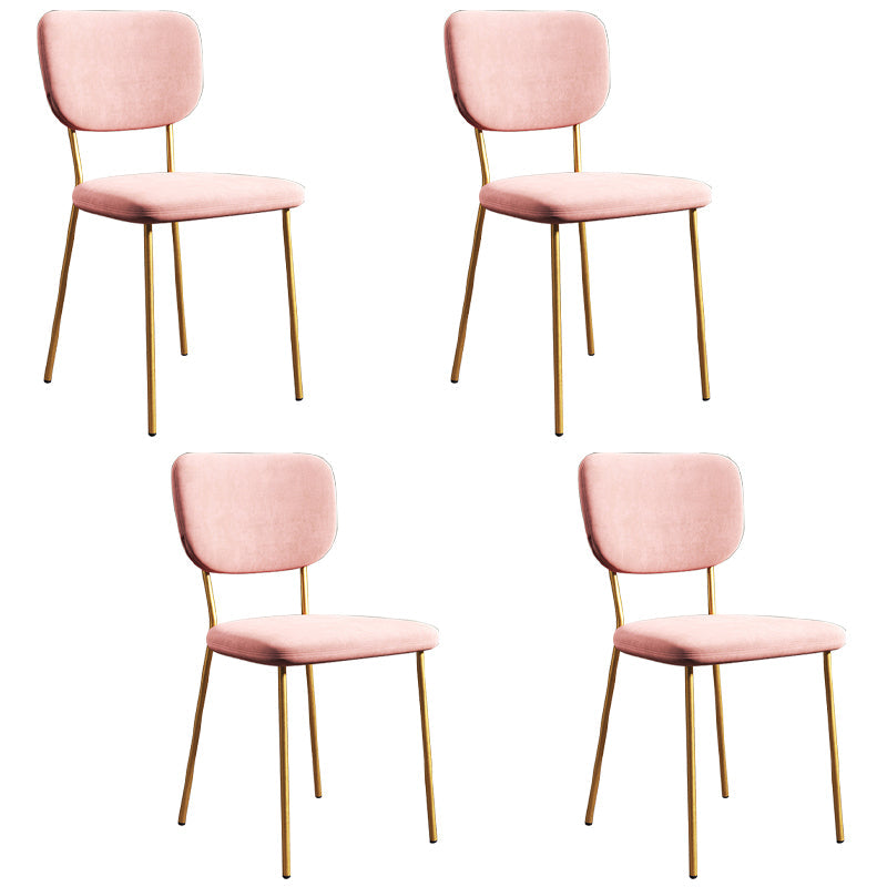 Industrial Upholstered Restaurant Side Chair Open Back Matte Finish Dining Chair Pink 4 Piece Set Brass Gold Clearhalo ' kitchen&dining_furn' 'Dining Chairs' 'Dining Tables & Seating' 'dining_chair' 'furn' 'furn_dining_chair' 'Furniture' 'furniture_dining_chair' 'Kitchen & Dining Furniture' 'kitchen' 4098797