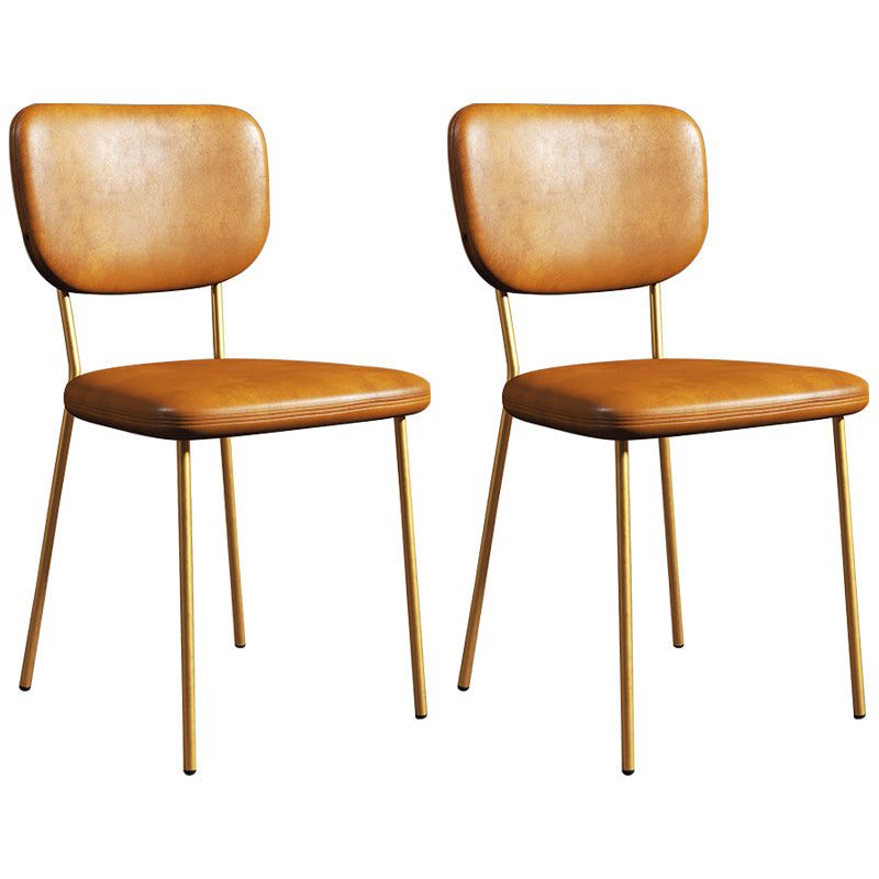 Industrial Upholstered Restaurant Side Chair Open Back Matte Finish Dining Chair Yellow 2 Piece Set Brass Gold Clearhalo ' kitchen&dining_furn' 'Dining Chairs' 'Dining Tables & Seating' 'dining_chair' 'furn' 'furn_dining_chair' 'Furniture' 'furniture_dining_chair' 'Kitchen & Dining Furniture' 'kitchen' 4098800