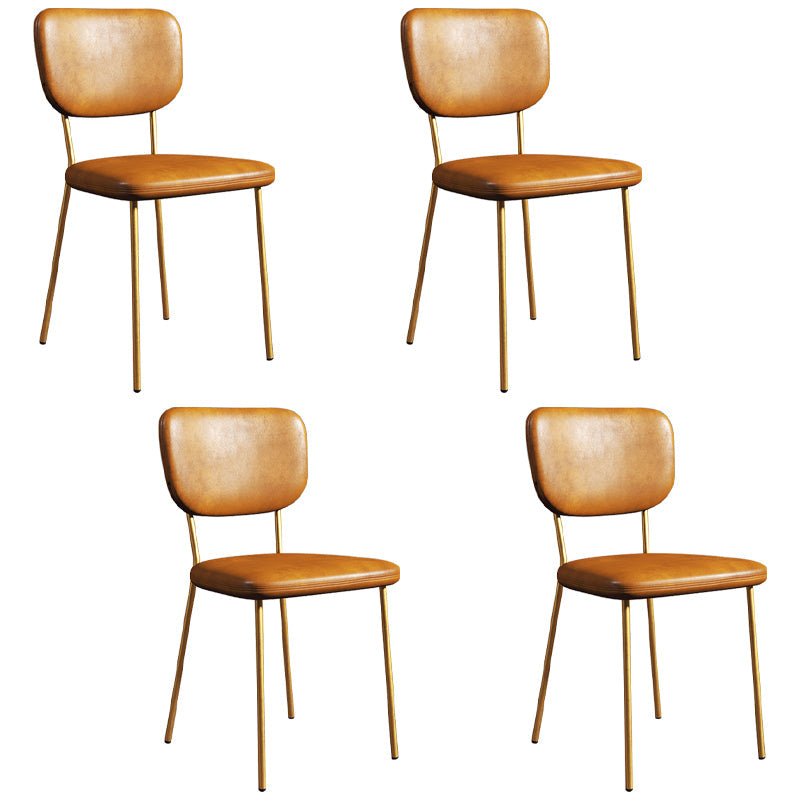 Industrial Upholstered Restaurant Side Chair Open Back Matte Finish Dining Chair Yellow 4 Piece Set Brass Gold Clearhalo ' kitchen&dining_furn' 'Dining Chairs' 'Dining Tables & Seating' 'dining_chair' 'furn' 'furn_dining_chair' 'Furniture' 'furniture_dining_chair' 'Kitchen & Dining Furniture' 'kitchen' 4098801