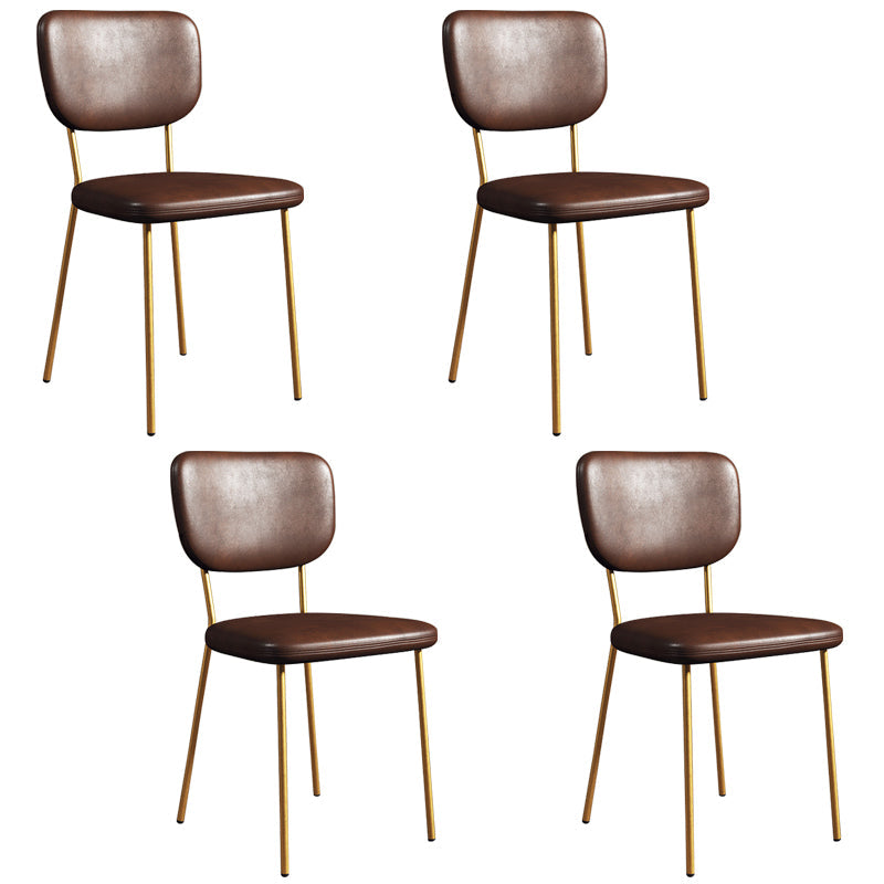 Industrial Upholstered Restaurant Side Chair Open Back Matte Finish Dining Chair Brown 4 Piece Set Brass Gold Clearhalo ' kitchen&dining_furn' 'Dining Chairs' 'Dining Tables & Seating' 'dining_chair' 'furn' 'furn_dining_chair' 'Furniture' 'furniture_dining_chair' 'Kitchen & Dining Furniture' 'kitchen' 4098810