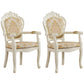 Victorian Fabric Arm Chair King Louis Back Matte Finish Dining Chair (Set of 2) Brass Gold Clearhalo ' kitchen&dining_furn' 'Dining Chairs' 'Dining Tables & Seating' 'dining_chair' 'furn' 'furn_dining_chair' 'Furniture' 'furniture_dining_chair' 'Kitchen & Dining Furniture' 'kitchen' 4098855