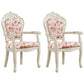 Victorian Fabric Arm Chair King Louis Back Matte Finish Dining Chair (Set of 2) White-Red Clearhalo ' kitchen&dining_furn' 'Dining Chairs' 'Dining Tables & Seating' 'dining_chair' 'furn' 'furn_dining_chair' 'Furniture' 'furniture_dining_chair' 'Kitchen & Dining Furniture' 'kitchen' 4098859