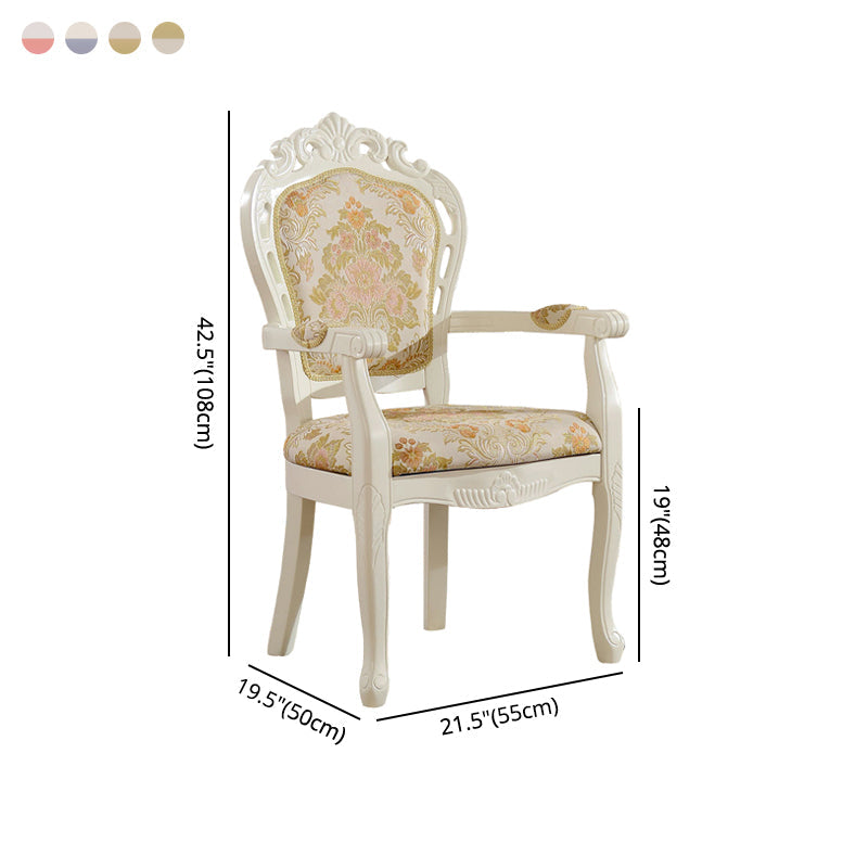 Victorian Fabric Arm Chair King Louis Back Matte Finish Dining Chair (Set of 2) Clearhalo ' kitchen&dining_furn' 'Dining Chairs' 'Dining Tables & Seating' 'dining_chair' 'furn' 'furn_dining_chair' 'Furniture' 'furniture_dining_chair' 'Kitchen & Dining Furniture' 'kitchen' 4098866