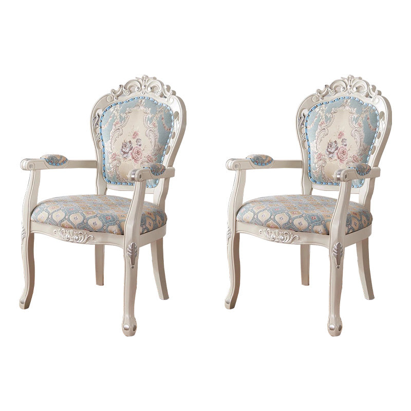 Victorian Upholstered Balcony Side Chair King Louis Back Matte Finish Dining Chair (Set of 2) Light Blue-White Clearhalo ' kitchen&dining_furn' 'Dining Chairs' 'Dining Tables & Seating' 'dining_chair' 'furn' 'furn_dining_chair' 'Furniture' 'furniture_dining_chair' 'Kitchen & Dining Furniture' 'kitchen' 4098868