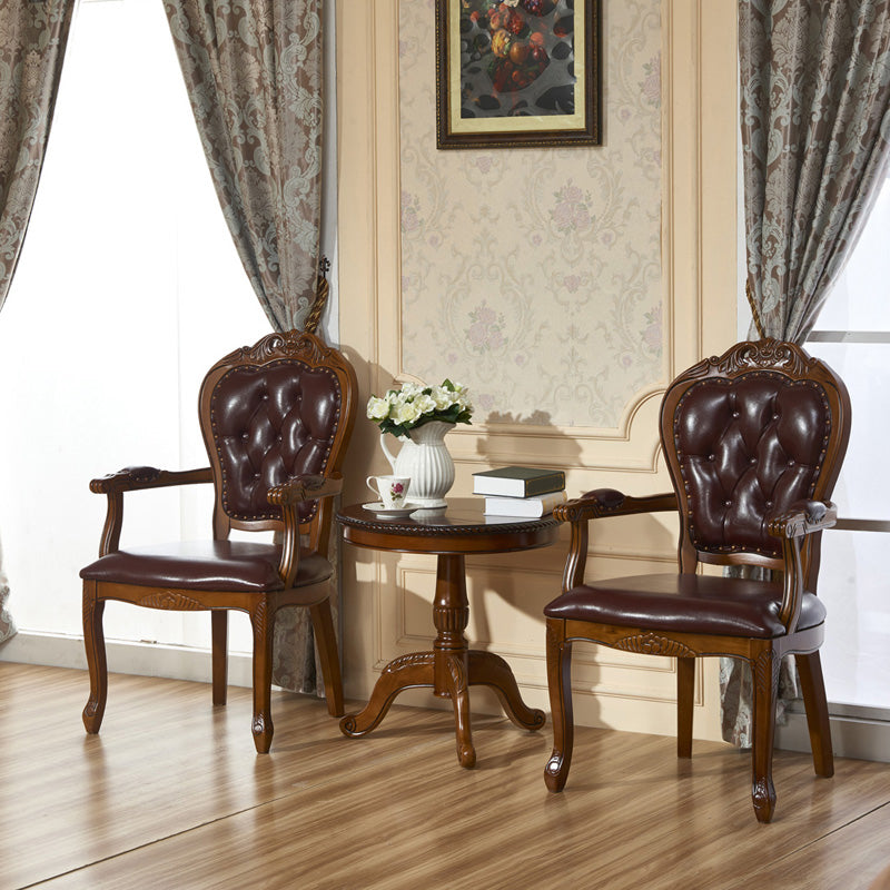Victorian Upholstered Balcony Side Chair King Louis Back Matte Finish Dining Chair (Set of 2) Clearhalo ' kitchen&dining_furn' 'Dining Chairs' 'Dining Tables & Seating' 'dining_chair' 'furn' 'furn_dining_chair' 'Furniture' 'furniture_dining_chair' 'Kitchen & Dining Furniture' 'kitchen' 4098881