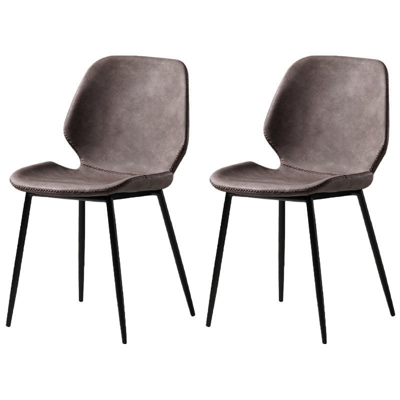 Contemporary Style Kitchen Metal Dining Chair Wingback Dining Armless Side Chair Dark Brown 2 Piece Set Black Clearhalo ' kitchen&dining_furn' 'Dining Chairs' 'Dining Tables & Seating' 'dining_chair' 'furn' 'furn_dining_chair' 'Furniture' 'furniture_dining_chair' 'Kitchen & Dining Furniture' 'kitchen' 4098886