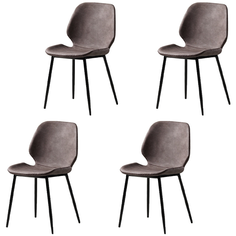 Contemporary Style Kitchen Metal Dining Chair Wingback Dining Armless Side Chair Dark Brown 4 Piece Set Black Clearhalo ' kitchen&dining_furn' 'Dining Chairs' 'Dining Tables & Seating' 'dining_chair' 'furn' 'furn_dining_chair' 'Furniture' 'furniture_dining_chair' 'Kitchen & Dining Furniture' 'kitchen' 4098887