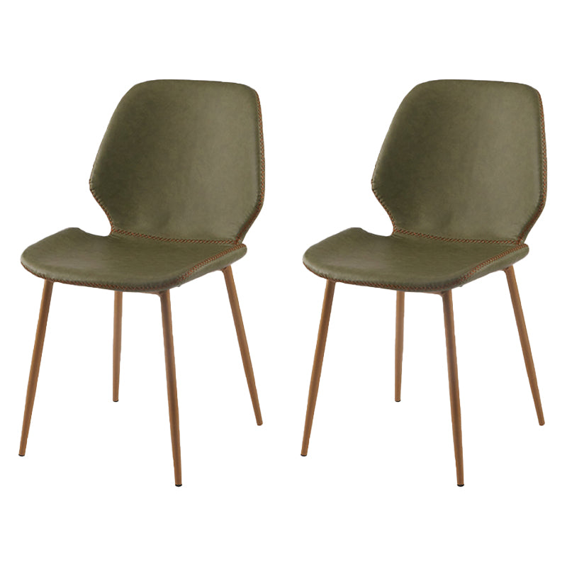 Contemporary Style Kitchen Metal Dining Chair Wingback Dining Armless Side Chair Green 2 Piece Set Brass Gold Clearhalo ' kitchen&dining_furn' 'Dining Chairs' 'Dining Tables & Seating' 'dining_chair' 'furn' 'furn_dining_chair' 'Furniture' 'furniture_dining_chair' 'Kitchen & Dining Furniture' 'kitchen' 4098892
