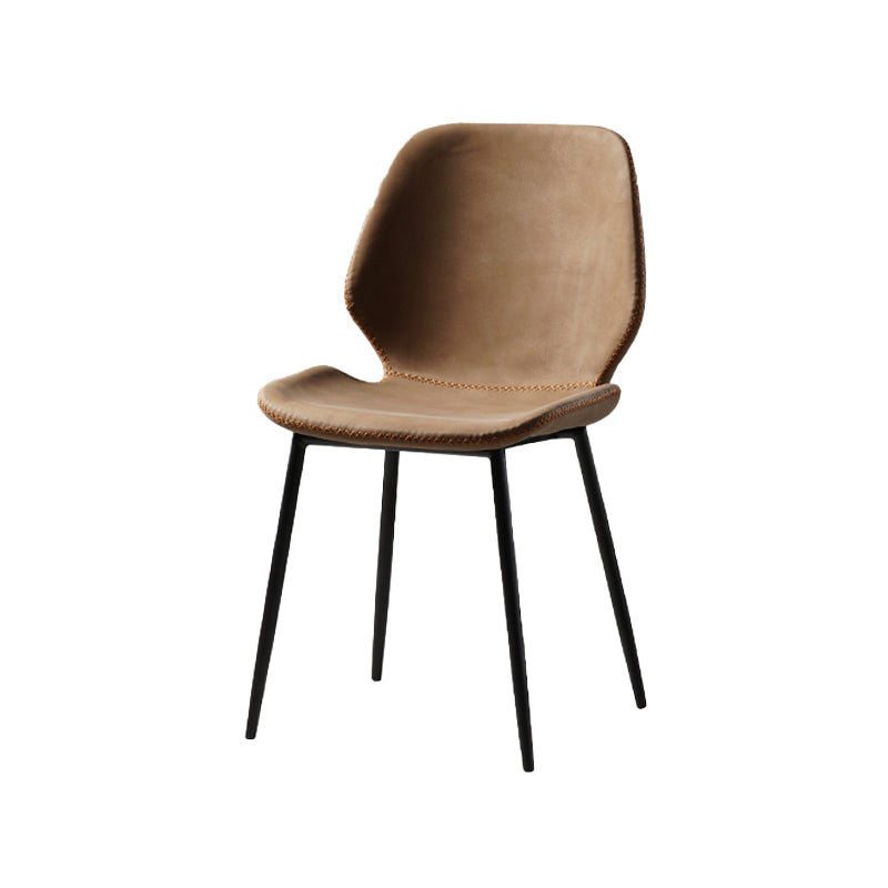 Contemporary Style Kitchen Metal Dining Chair Wingback Dining Armless Side Chair Brown 1 Piece Black Clearhalo ' kitchen&dining_furn' 'Dining Chairs' 'Dining Tables & Seating' 'dining_chair' 'furn' 'furn_dining_chair' 'Furniture' 'furniture_dining_chair' 'Kitchen & Dining Furniture' 'kitchen' 4098896