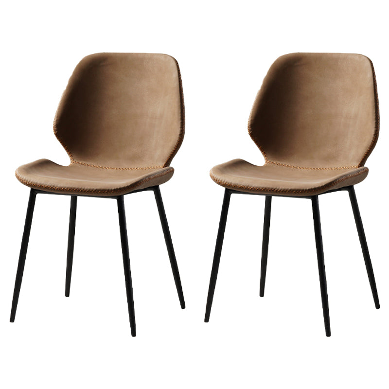 Contemporary Style Kitchen Metal Dining Chair Wingback Dining Armless Side Chair Brown 2 Piece Set Black Clearhalo ' kitchen&dining_furn' 'Dining Chairs' 'Dining Tables & Seating' 'dining_chair' 'furn' 'furn_dining_chair' 'Furniture' 'furniture_dining_chair' 'Kitchen & Dining Furniture' 'kitchen' 4098897