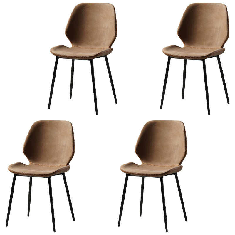 Contemporary Style Kitchen Metal Dining Chair Wingback Dining Armless Side Chair Brown 4 Piece Set Black Clearhalo ' kitchen&dining_furn' 'Dining Chairs' 'Dining Tables & Seating' 'dining_chair' 'furn' 'furn_dining_chair' 'Furniture' 'furniture_dining_chair' 'Kitchen & Dining Furniture' 'kitchen' 4098899