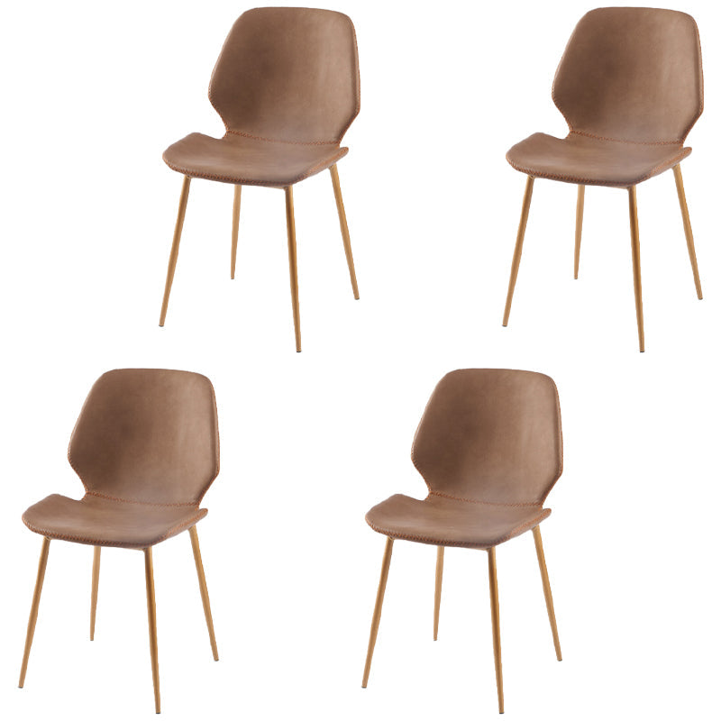 Contemporary Style Kitchen Metal Dining Chair Wingback Dining Armless Side Chair Brown 4 Piece Set Brass Gold Clearhalo ' kitchen&dining_furn' 'Dining Chairs' 'Dining Tables & Seating' 'dining_chair' 'furn' 'furn_dining_chair' 'Furniture' 'furniture_dining_chair' 'Kitchen & Dining Furniture' 'kitchen' 4098911