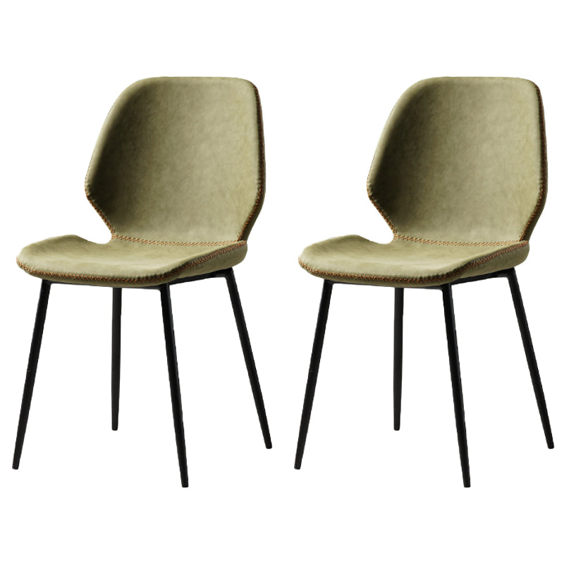 Contemporary Style Kitchen Metal Dining Chair Wingback Dining Armless Side Chair Green 2 Piece Set Black Clearhalo ' kitchen&dining_furn' 'Dining Chairs' 'Dining Tables & Seating' 'dining_chair' 'furn' 'furn_dining_chair' 'Furniture' 'furniture_dining_chair' 'Kitchen & Dining Furniture' 'kitchen' 4098913