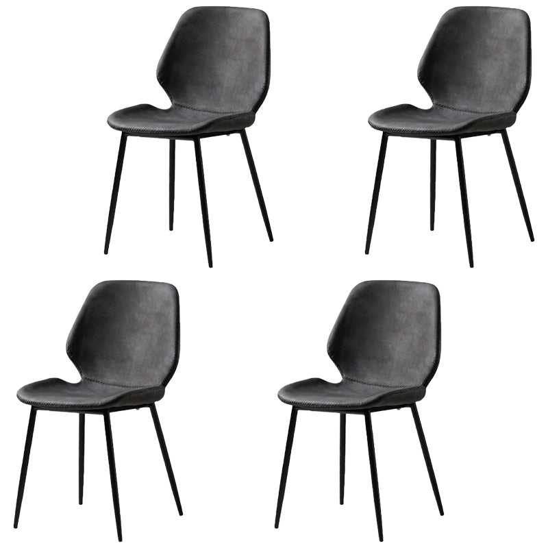 Contemporary Style Kitchen Metal Dining Chair Wingback Dining Armless Side Chair Dark Gray 4 Piece Set Black Clearhalo ' kitchen&dining_furn' 'Dining Chairs' 'Dining Tables & Seating' 'dining_chair' 'furn' 'furn_dining_chair' 'Furniture' 'furniture_dining_chair' 'Kitchen & Dining Furniture' 'kitchen' 4098920