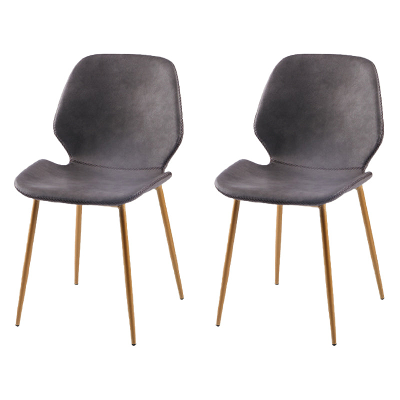 Contemporary Style Kitchen Metal Dining Chair Wingback Dining Armless Side Chair Dark Brown 2 Piece Set Brass Gold Clearhalo ' kitchen&dining_furn' 'Dining Chairs' 'Dining Tables & Seating' 'dining_chair' 'furn' 'furn_dining_chair' 'Furniture' 'furniture_dining_chair' 'Kitchen & Dining Furniture' 'kitchen' 4098922