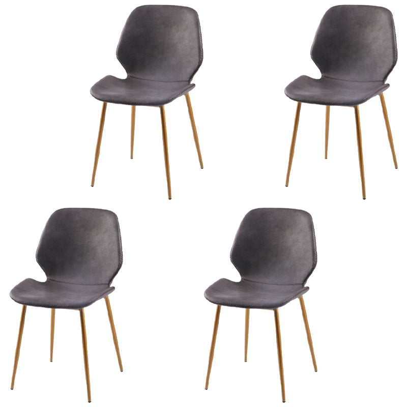 Contemporary Style Kitchen Metal Dining Chair Wingback Dining Armless Side Chair Dark Brown 4 Piece Set Brass Gold Clearhalo ' kitchen&dining_furn' 'Dining Chairs' 'Dining Tables & Seating' 'dining_chair' 'furn' 'furn_dining_chair' 'Furniture' 'furniture_dining_chair' 'Kitchen & Dining Furniture' 'kitchen' 4098923