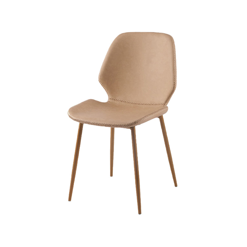 Contemporary Style Kitchen Metal Dining Chair Wingback Dining Armless Side Chair Beige 1 Piece Brass Gold Clearhalo ' kitchen&dining_furn' 'Dining Chairs' 'Dining Tables & Seating' 'dining_chair' 'furn' 'furn_dining_chair' 'Furniture' 'furniture_dining_chair' 'Kitchen & Dining Furniture' 'kitchen' 4098924