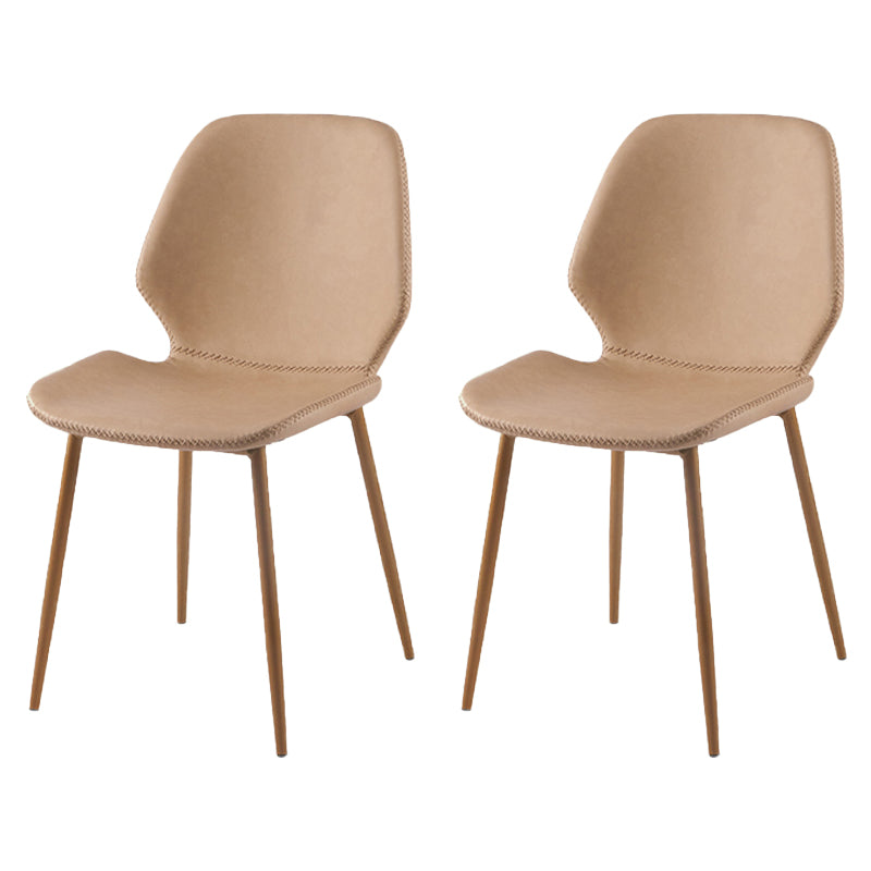 Contemporary Style Kitchen Metal Dining Chair Wingback Dining Armless Side Chair Beige 2 Piece Set Brass Gold Clearhalo ' kitchen&dining_furn' 'Dining Chairs' 'Dining Tables & Seating' 'dining_chair' 'furn' 'furn_dining_chair' 'Furniture' 'furniture_dining_chair' 'Kitchen & Dining Furniture' 'kitchen' 4098925