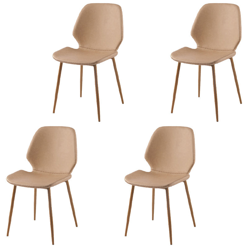 Contemporary Style Kitchen Metal Dining Chair Wingback Dining Armless Side Chair Beige 4 Piece Set Brass Gold Clearhalo ' kitchen&dining_furn' 'Dining Chairs' 'Dining Tables & Seating' 'dining_chair' 'furn' 'furn_dining_chair' 'Furniture' 'furniture_dining_chair' 'Kitchen & Dining Furniture' 'kitchen' 4098926