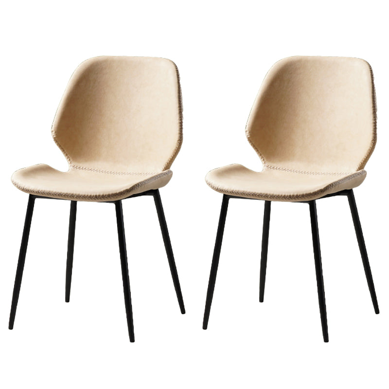 Contemporary Style Kitchen Metal Dining Chair Wingback Dining Armless Side Chair Beige 2 Piece Set Black Clearhalo ' kitchen&dining_furn' 'Dining Chairs' 'Dining Tables & Seating' 'dining_chair' 'furn' 'furn_dining_chair' 'Furniture' 'furniture_dining_chair' 'Kitchen & Dining Furniture' 'kitchen' 4098928