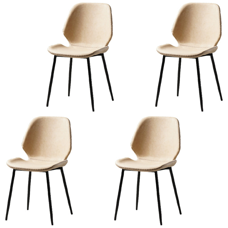 Contemporary Style Kitchen Metal Dining Chair Wingback Dining Armless Side Chair Beige 4 Piece Set Black Clearhalo ' kitchen&dining_furn' 'Dining Chairs' 'Dining Tables & Seating' 'dining_chair' 'furn' 'furn_dining_chair' 'Furniture' 'furniture_dining_chair' 'Kitchen & Dining Furniture' 'kitchen' 4098929