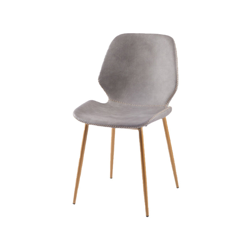 Contemporary Style Kitchen Metal Dining Chair Wingback Dining Armless Side Chair Light Gray 1 Piece Brass Gold Clearhalo ' kitchen&dining_furn' 'Dining Chairs' 'Dining Tables & Seating' 'dining_chair' 'furn' 'furn_dining_chair' 'Furniture' 'furniture_dining_chair' 'Kitchen & Dining Furniture' 'kitchen' 4098930