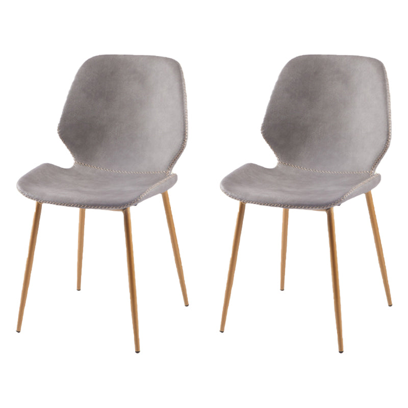 Contemporary Style Kitchen Metal Dining Chair Wingback Dining Armless Side Chair Light Gray 2 Piece Set Brass Gold Clearhalo ' kitchen&dining_furn' 'Dining Chairs' 'Dining Tables & Seating' 'dining_chair' 'furn' 'furn_dining_chair' 'Furniture' 'furniture_dining_chair' 'Kitchen & Dining Furniture' 'kitchen' 4098931